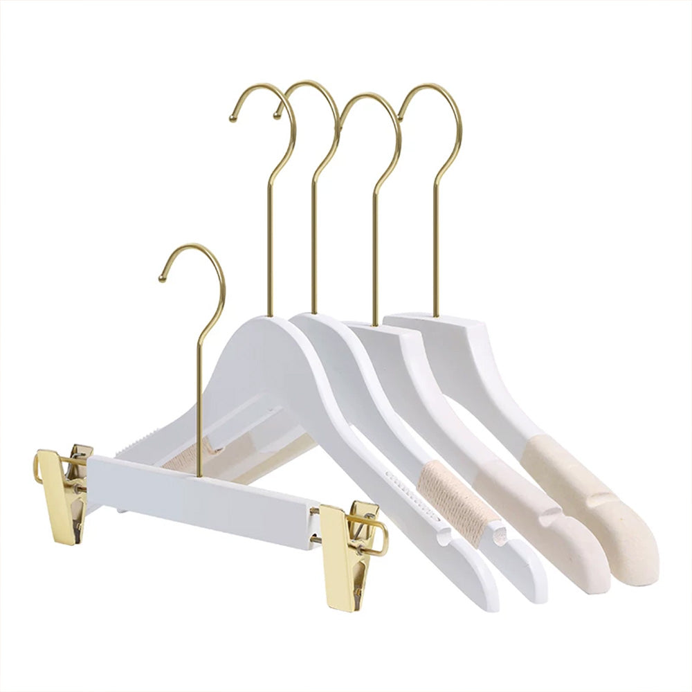Premium Velvet Wooden Hangers for Women - Non-Slip White Hanger Set Custom Logo