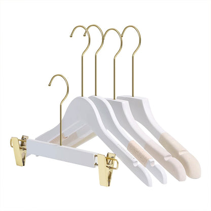 Premium Velvet Wooden Hangers for Women - Non-Slip White Hanger Set Custom Logo
