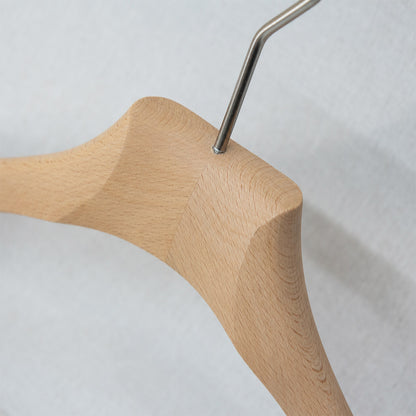 Natural Beech Wood Hangers with Clips for Boutique Clothing Display
