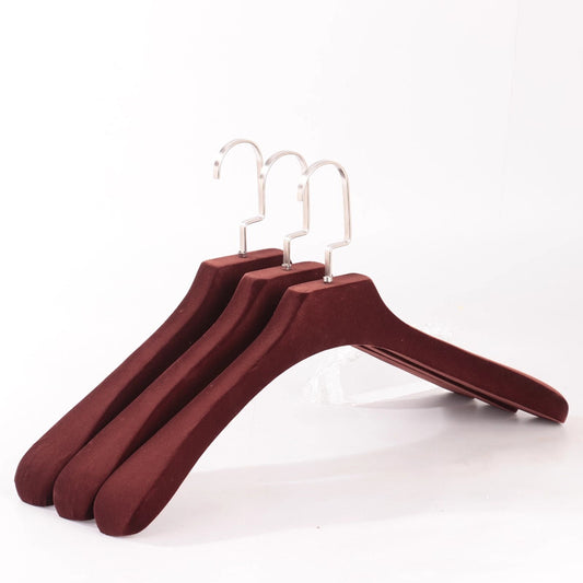 High-End Velvet Wooden Wide Shoulder Hangers for Home Closets, Boutiques & Wedding Dresses