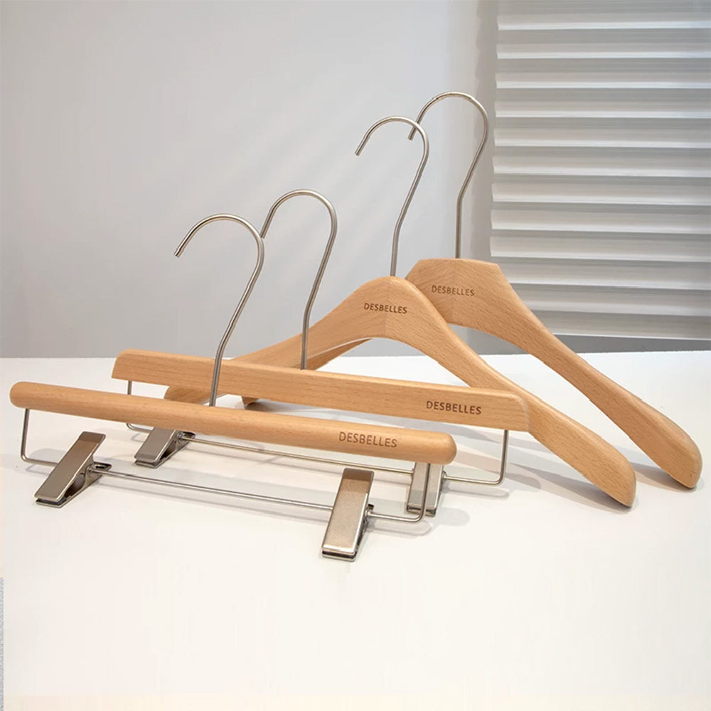 Premium Beech Wood Clothes & Trouser Hangers | Custom OEM/ODM | Low MOQ from 50pcs