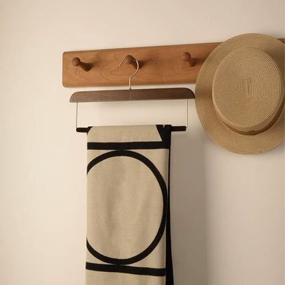Solid Wood Pants Hanger with Non-Slip Flocked Bar & 360° Swivel Hook