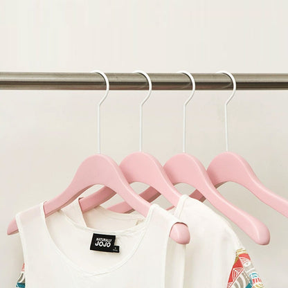 Pink Wooden Hangers Non-Slip Velvet Clothes Hanger for Women's Boutique & Home