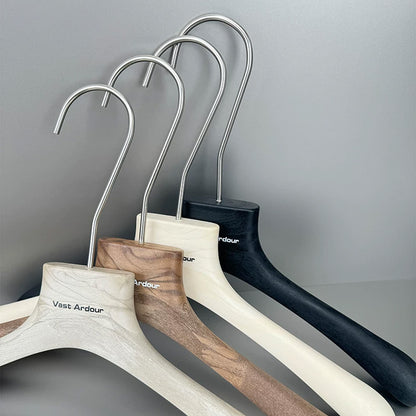 Wood Grain Resin Hangers with Clips for Boutique Clothing Stores