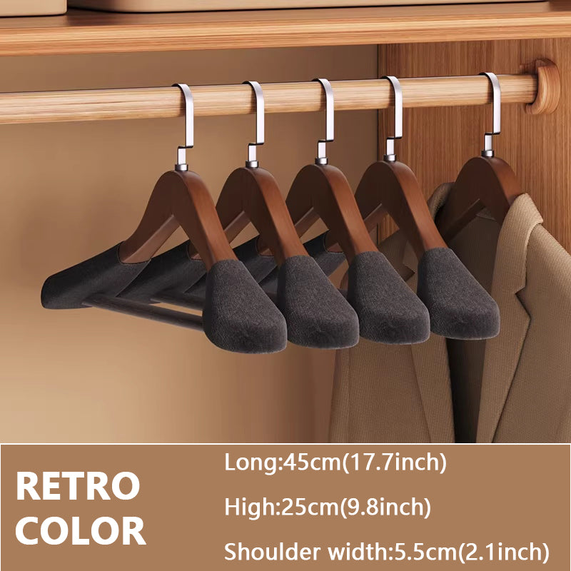 Luxury Wood Hangers for Boutique & Hotel - Non-Slip Velvet Flocked Suit Hangers