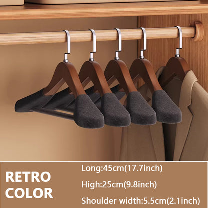 Luxury Wood Hangers for Boutique & Hotel - Non-Slip Velvet Flocked Suit Hangers