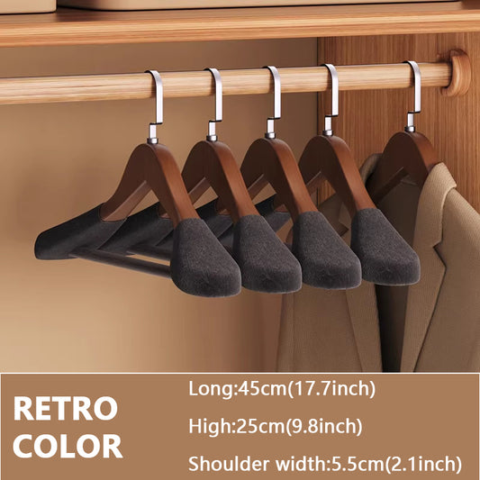 Luxury Wood Hangers for Boutique & Hotel - Non-Slip Velvet Flocked Suit Hangers
