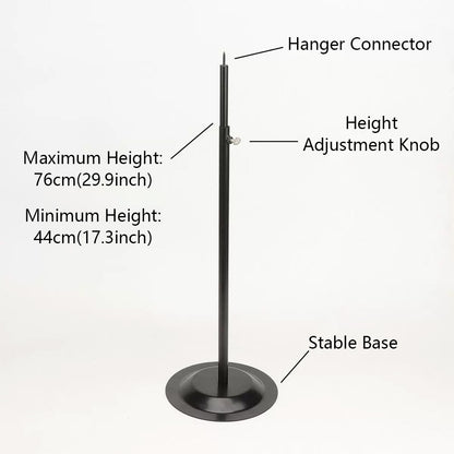 Adjustable Garment Display Stand with Wooden Hanger for Men, Women & Kids