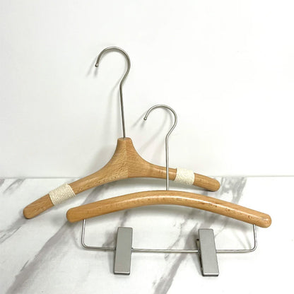 Kids Wooden Clothes Hangers and Adjustable Clip Pants Hanger