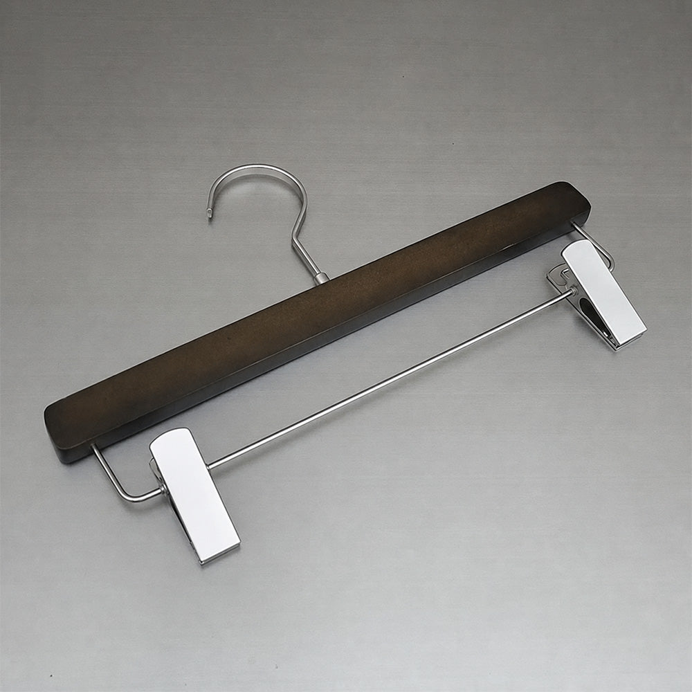 Antique Lotus Wood Hangers for Women with Adjustable Skirt & Trouser Clips