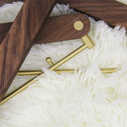 Solid Black Walnut Wood Hangers with Pure Brass Hooks for Suits & Coats
