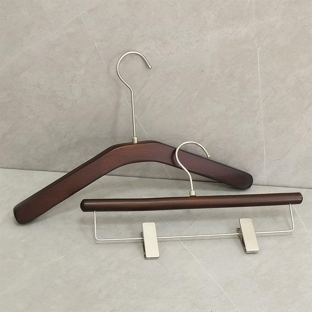 Solid Wood Clothes Hangers Wholesale – Black Walnut Color | MOQ 50