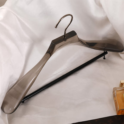 Smoke Gray Acrylic Suit Hanger with Non-Slip Pants Bar