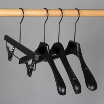 Black Wood Hangers | Non-Slip Solid Wooden Coat & Pants Garment Hanger Set