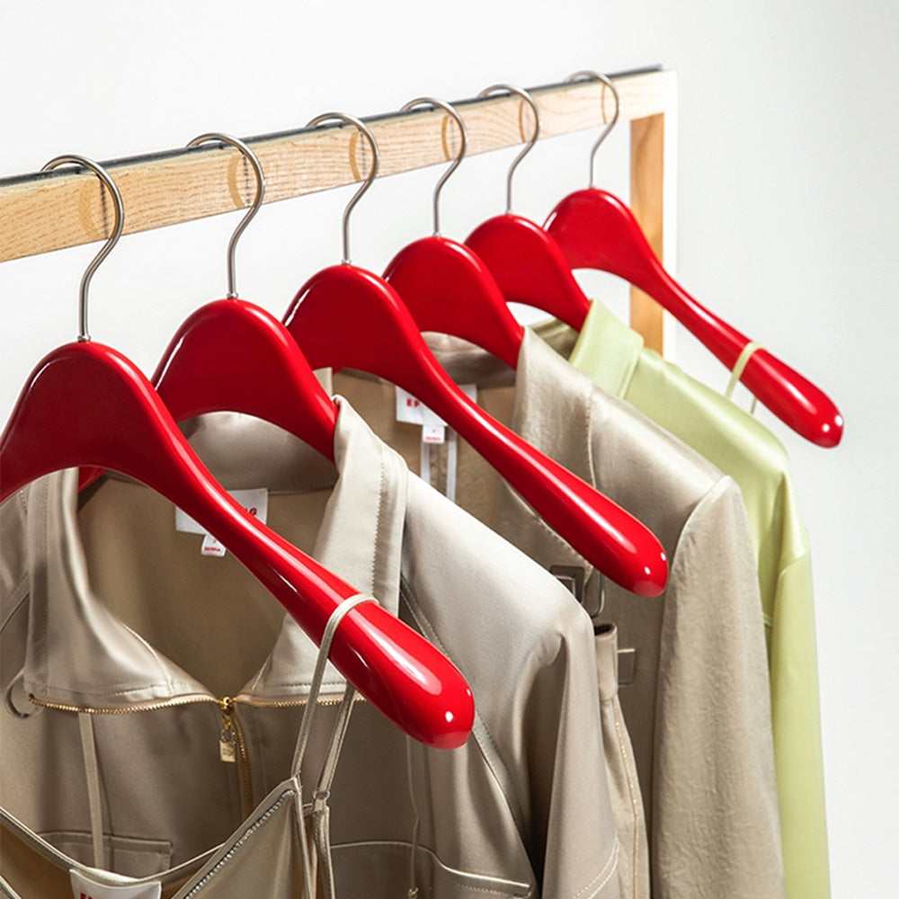 Women's Boutique Red Wooden Hangers - Wide Shoulder for Dresses Coats & Tops