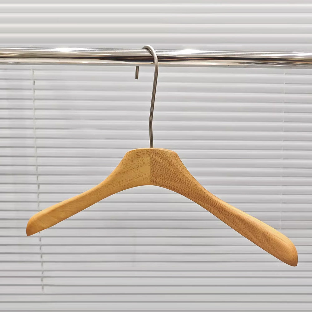 Natural Oak Hangers for Retail Stores - Wooden Coat Hangers with Clips