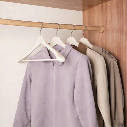 White Wooden Wide Shoulder Hangers with Pants Bar – Matte & Glossy, 46 cm