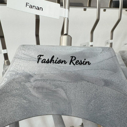 Gray Wood Grain Resin Suit Hangers with Custom Logo for Retail Display