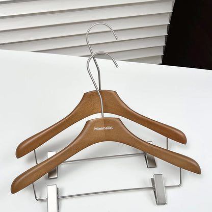 Wholesale Walnut Lacquered Wooden Hangers for Coats, Shirts, Suits & Trousers | OEM Custom