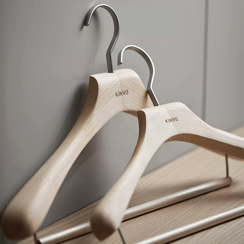 Solid European Beech Wood Hangers for Suits, Coats, Pants & Skirts