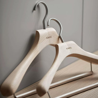 Solid European Beech Wood Hangers for Suits, Coats, Pants & Skirts