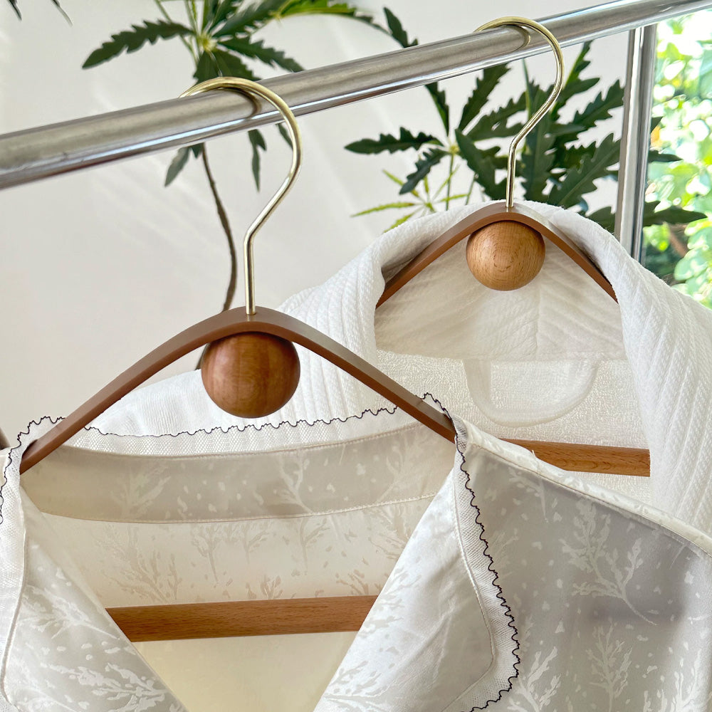 Luxury Beech Wood & Microfiber Leather Clothes Hanger with Gold Hook