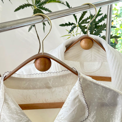 Luxury Beech Wood & Microfiber Leather Clothes Hanger with Gold Hook