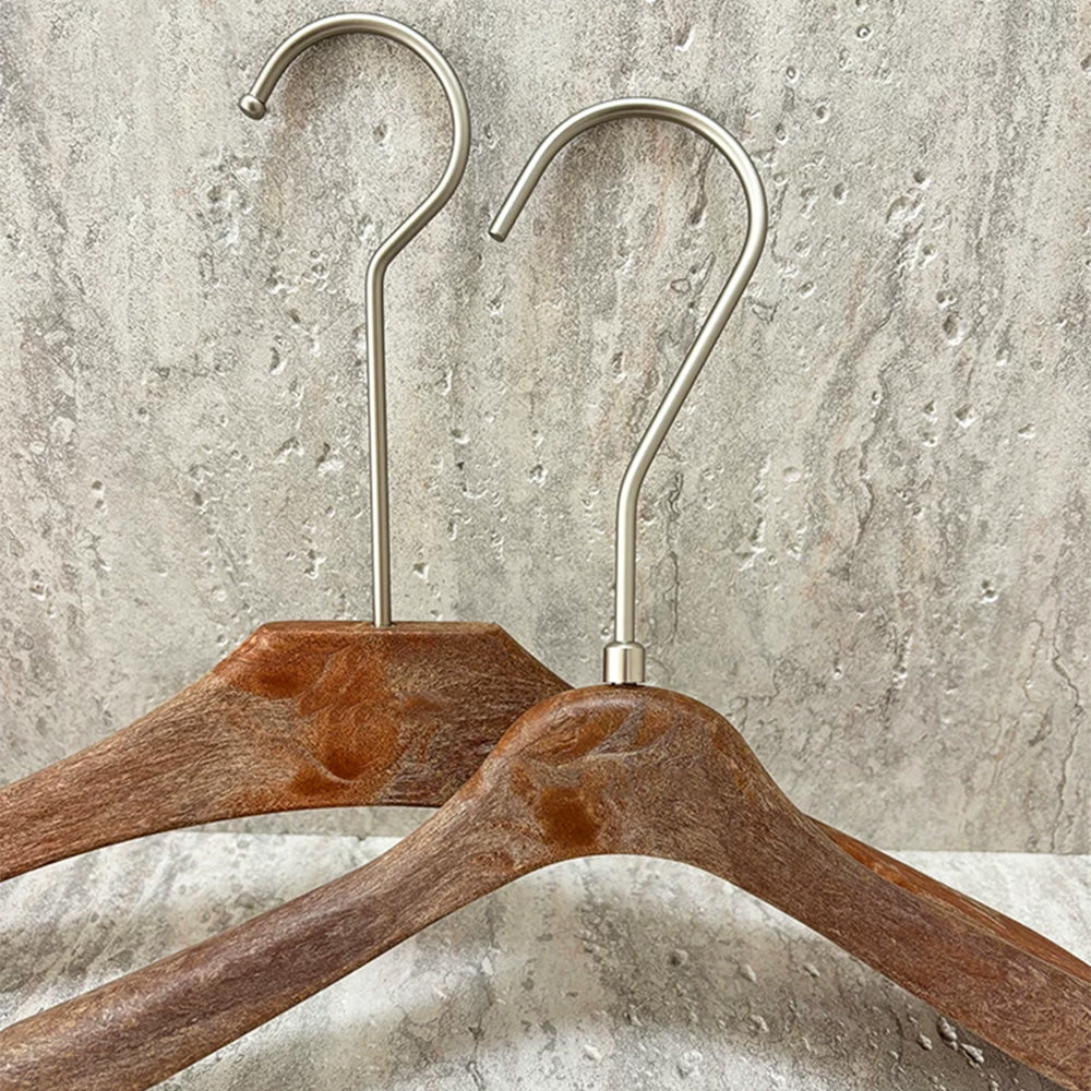 Brown Wood Grain Resin Hangers – Non-Slip Coat Hangers for Suits, Dresses & Coats