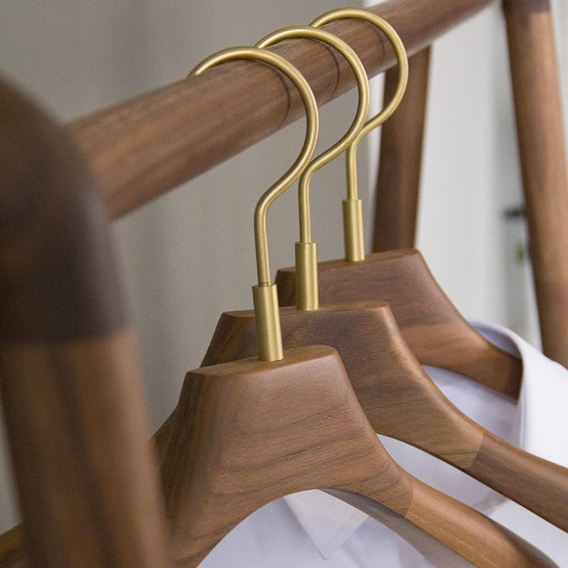 Premium Black Walnut Wood Hangers - Hotel Quality Non-Slip Wide Shoulder Coat Hangers