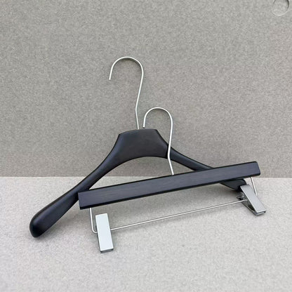 Custom Logo Rubber Wood Hangers with Pants Clips for Boutiques