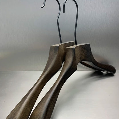 Custom Black Rubber Wood Hangers with Clips for Suits & Pants