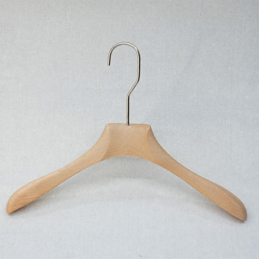 Natural Beech Wood Hangers with Clips for Boutique Clothing Display