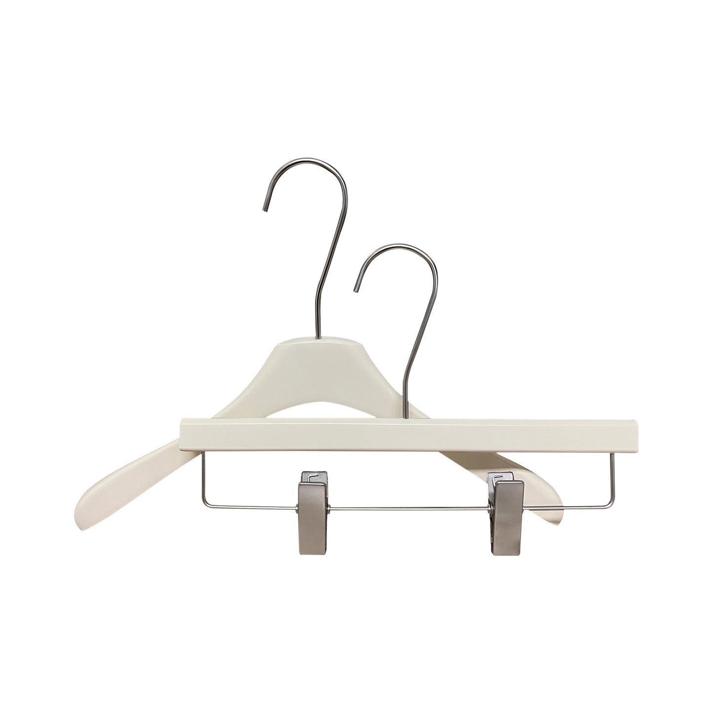 Solid Wood Clothes Hangers with Clips – White Wood Hangers for Suit, Coat & Dress