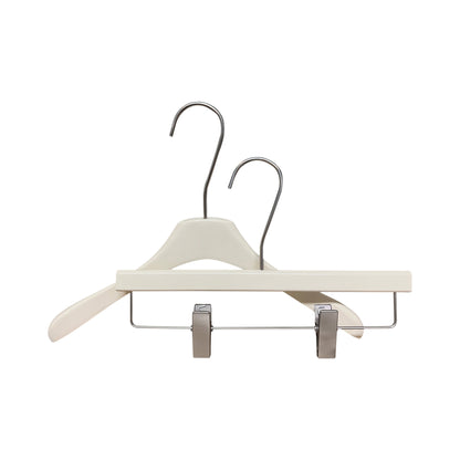 Solid Wood Clothes Hangers with Clips – White Wood Hangers for Suit, Coat & Dress