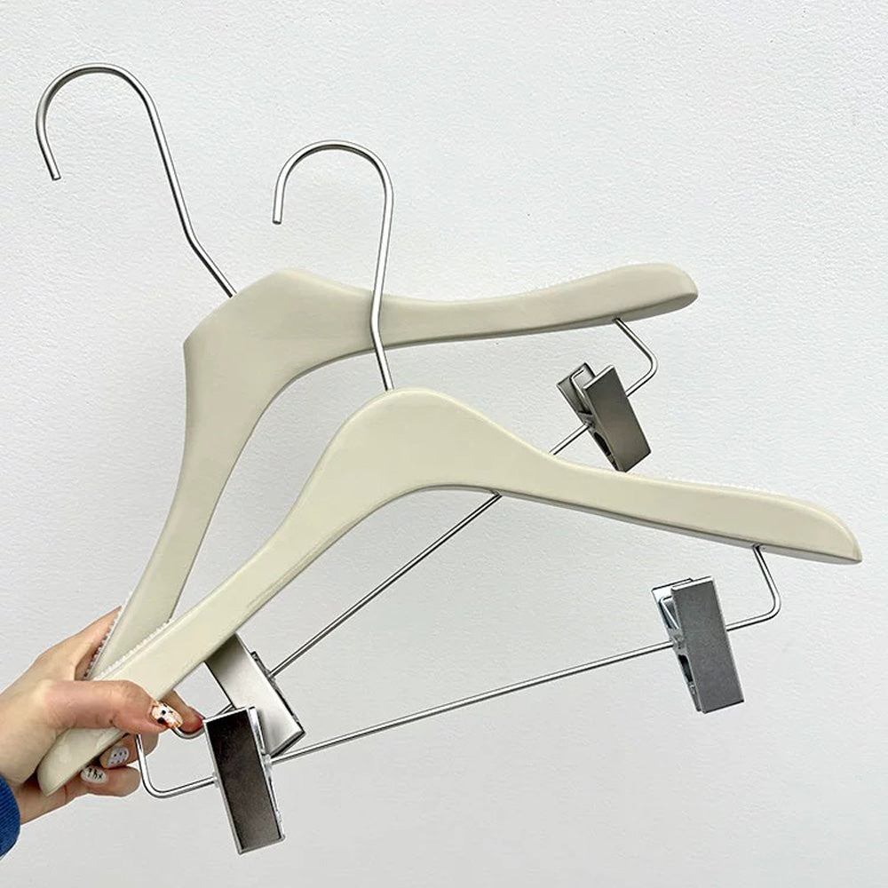 Matte Gray Wooden Hangers Non-Slip | Clothes & Pants Hanger 4 Styles