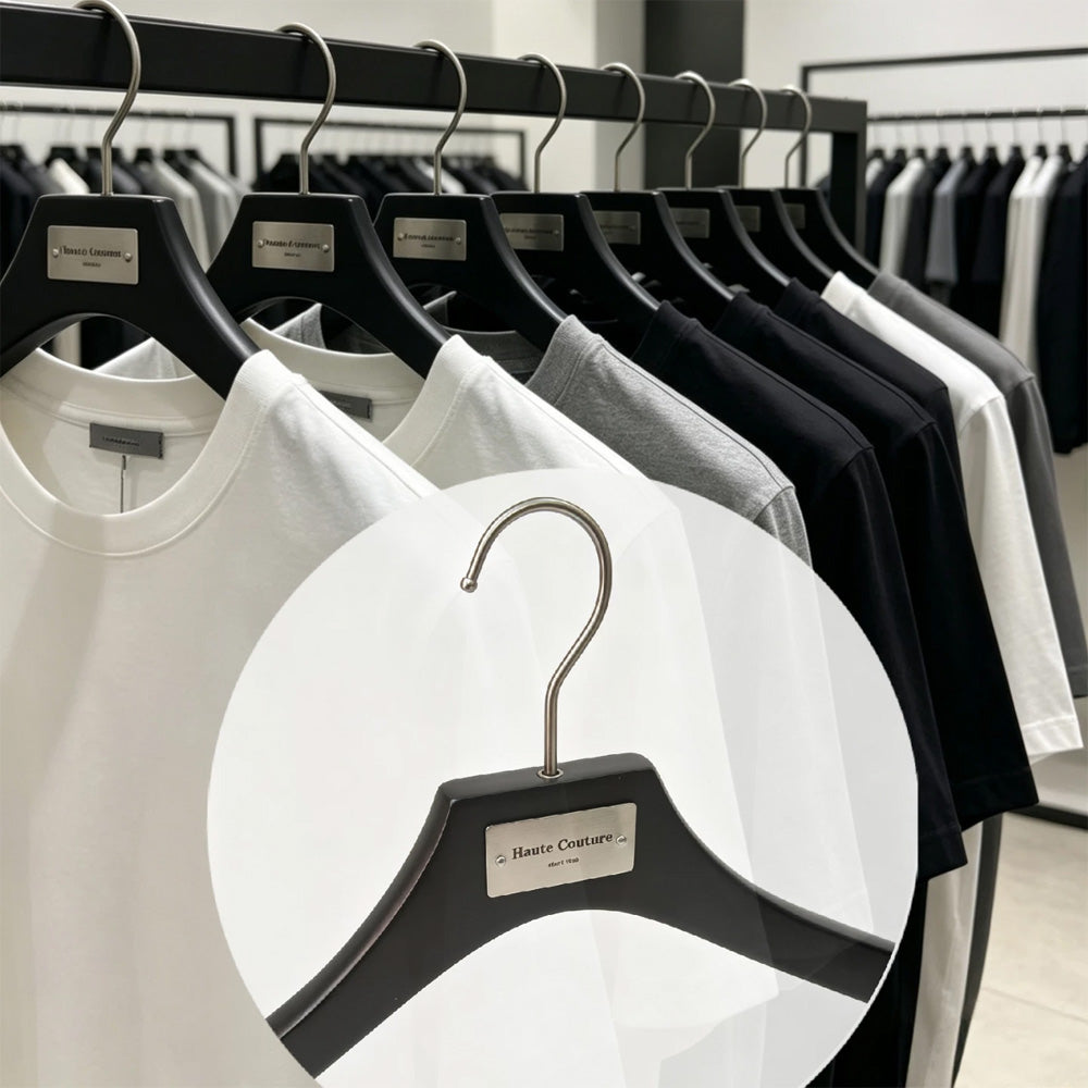 Matte Black Wooden Hangers, 50 Pack | Non-Slip Clothes & Pants Hangers