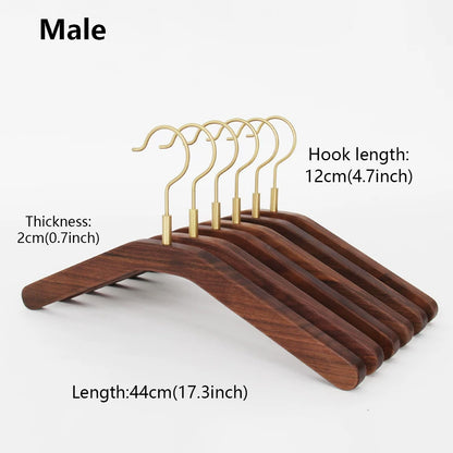Premium Black Walnut Wood Hangers - Hotel Quality Non-Slip Wide Shoulder Coat Hangers