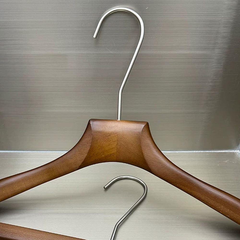 Walnut Beech Wood Hangers Wholesale – Suit & Pants Hangers with Clips
