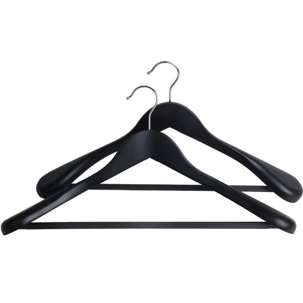 Luxury Solid Wood Wide Shoulder Suit Hangers with Non-Slip Trouser Bar