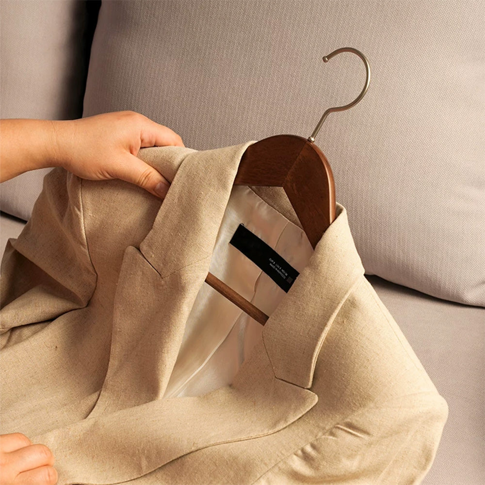 Solid Wood Clothes Hangers with Pants Bar and Shoulder Notches