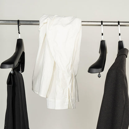 Black Wide Shoulder Plastic Suit Hanger with Flocked Pants Bar