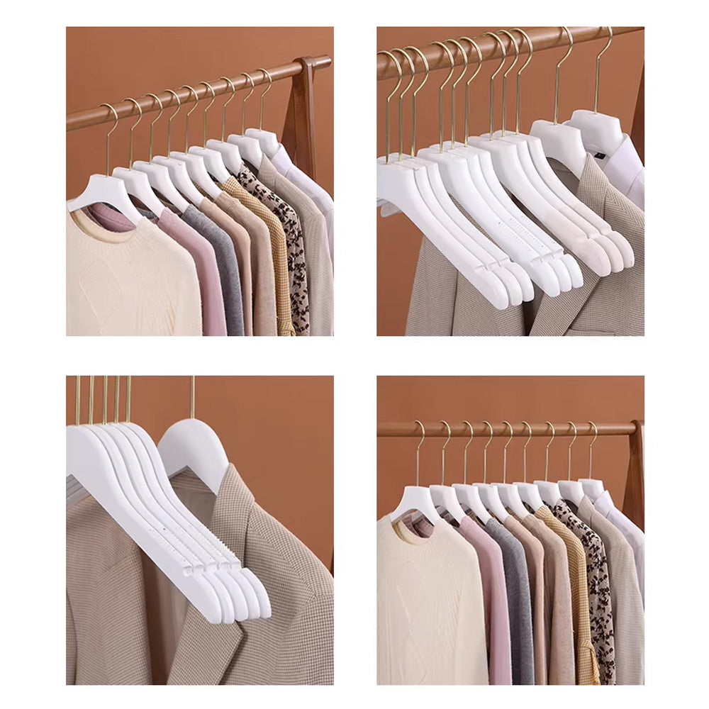 Premium Velvet Wooden Hangers for Women - Non-Slip White Hanger Set Custom Logo