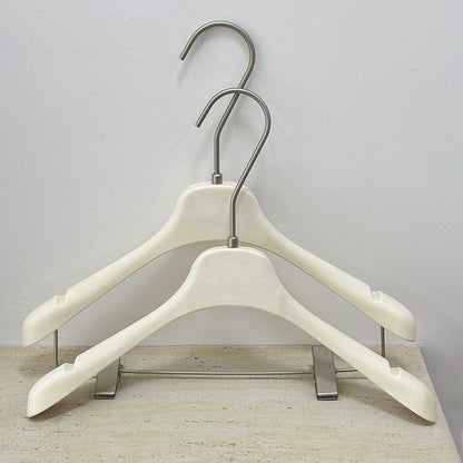 Wholesale Ivory ABS Resin Clothes Hangers with Custom Logo & Adjustable Clips
