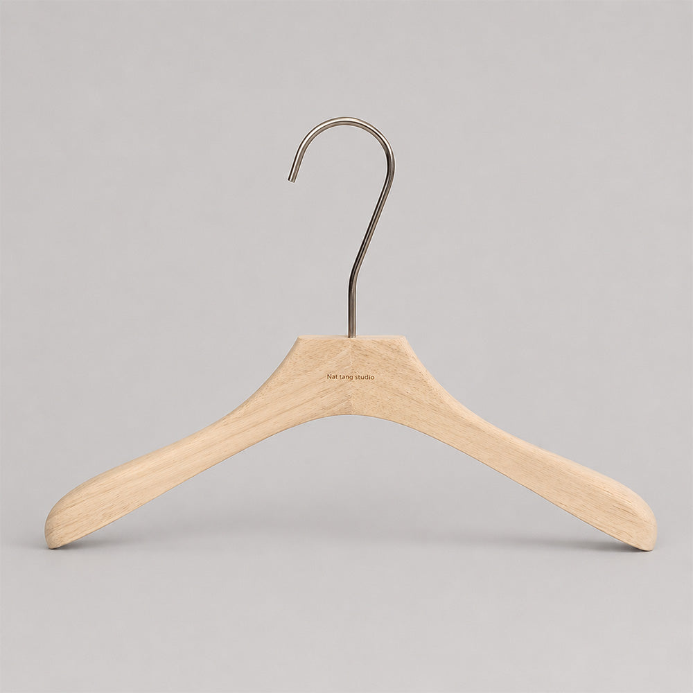 Natural Oak Wooden Suit & Pants Hangers with Clips | Custom Logo
