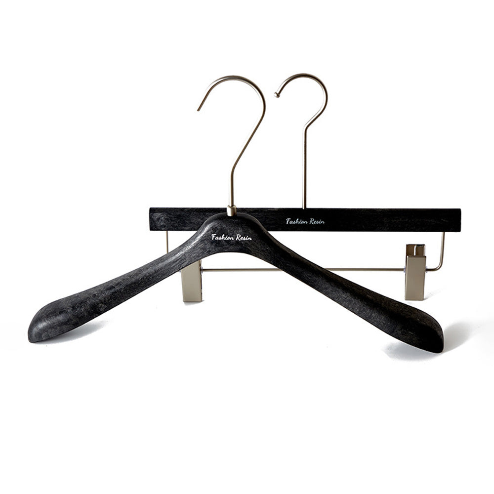 Luxury Matte Black Resin Suit Hanger & Pants Hanger for Men's Wardrobe