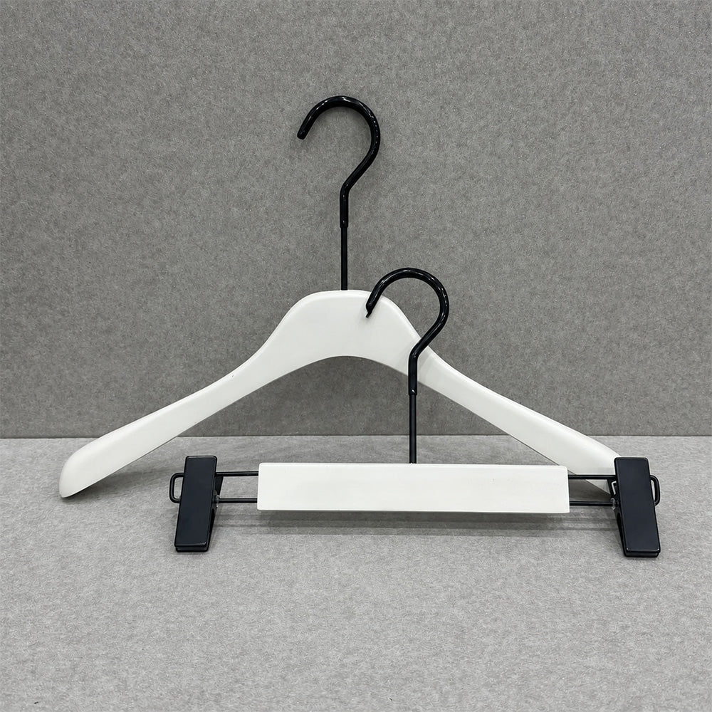 Cream White Wooden Hangers for Women & Adjustable Pants Hangers