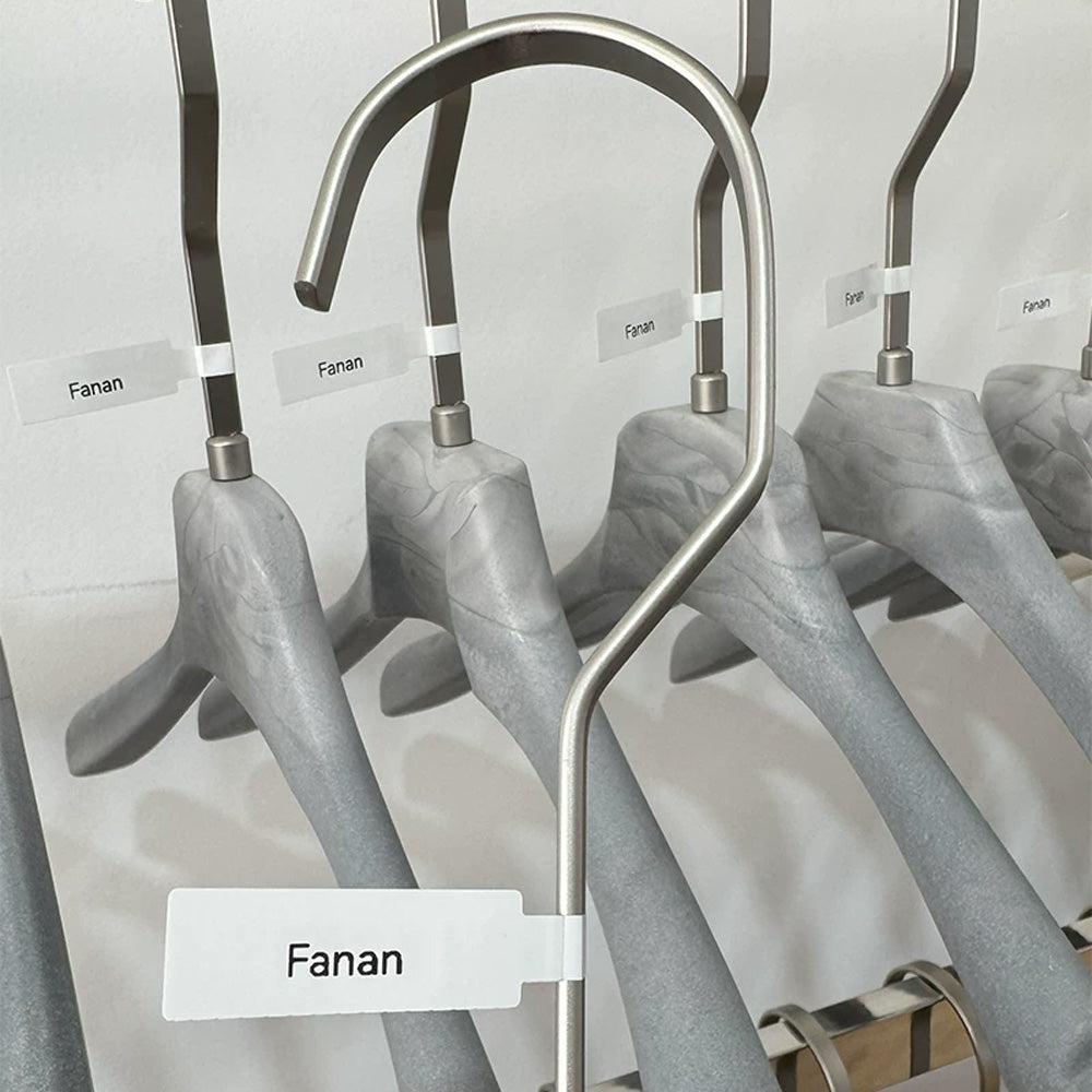 Gray Wood Grain Resin Suit Hangers with Custom Logo for Retail Display