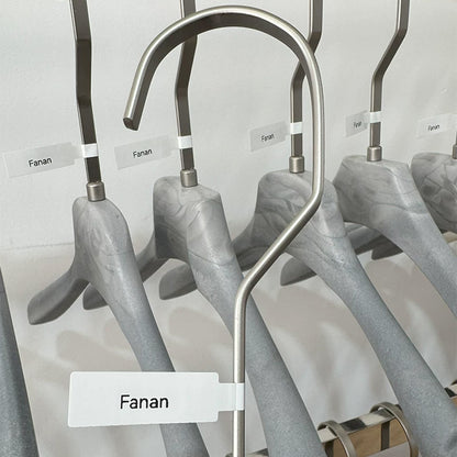Gray Wood Grain Resin Suit Hangers with Custom Logo for Retail Display