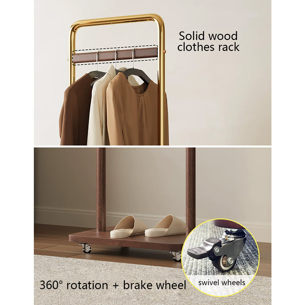 Freestanding Rolling Clothing Rack with Shelf for Bedroom, Entryway & Closet