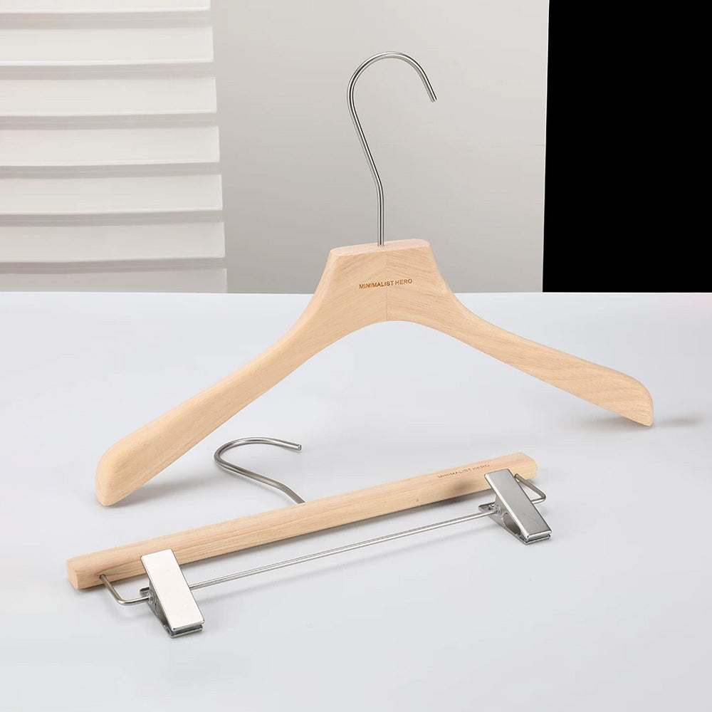 Men's Solid Wood Clothes Hangers | Suit Blazer Trouser Hanger | Walnut Black Natural